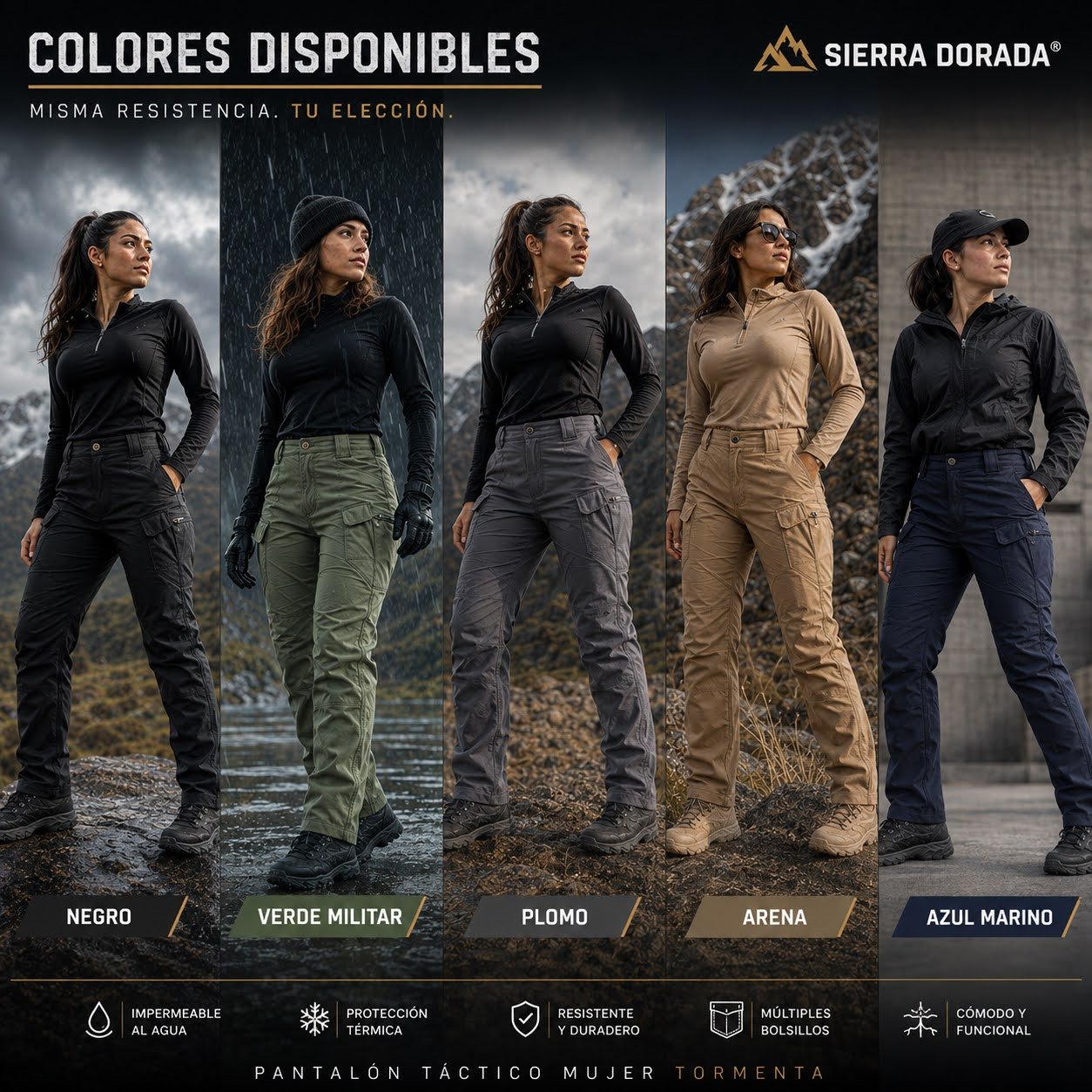 Pantalón Táctico Sierra Dorada® Tormenta – Impermeable y Térmico para Mujer - Imagen 2