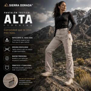 Pantalón Táctico Sierra Dorada® Alta – Stretch Repelente al Agua para Mujer