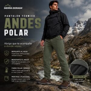 Pantalón Térmico Sierra Dorada® Andes Polar – Repelente al Agua con Forro Polar