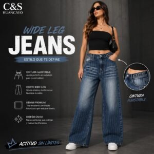 Jean Wide Leg con Cintura Ajustable para Mujer