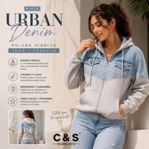 Polera Híbrida Jean y Franela para Mujer