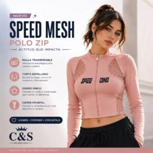 Polo Speed Mesh Zip para Mujer con Malla Transpirable