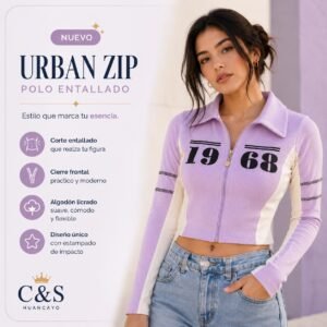 Polo Urban Zip para Mujer Entallado con Cierre Frontal