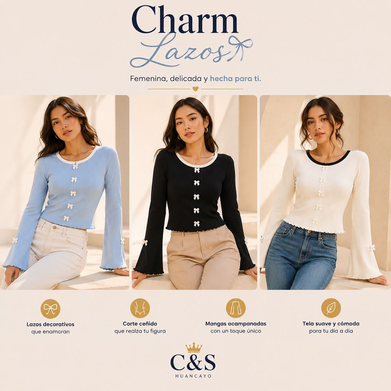 Polo Charm con Lazos para Mujer - Imagen 2
