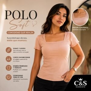 Polo Soft con Escote Cuadrado para Mujer