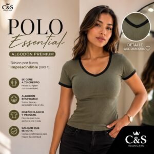 Polo Essential Cuello V para Mujer