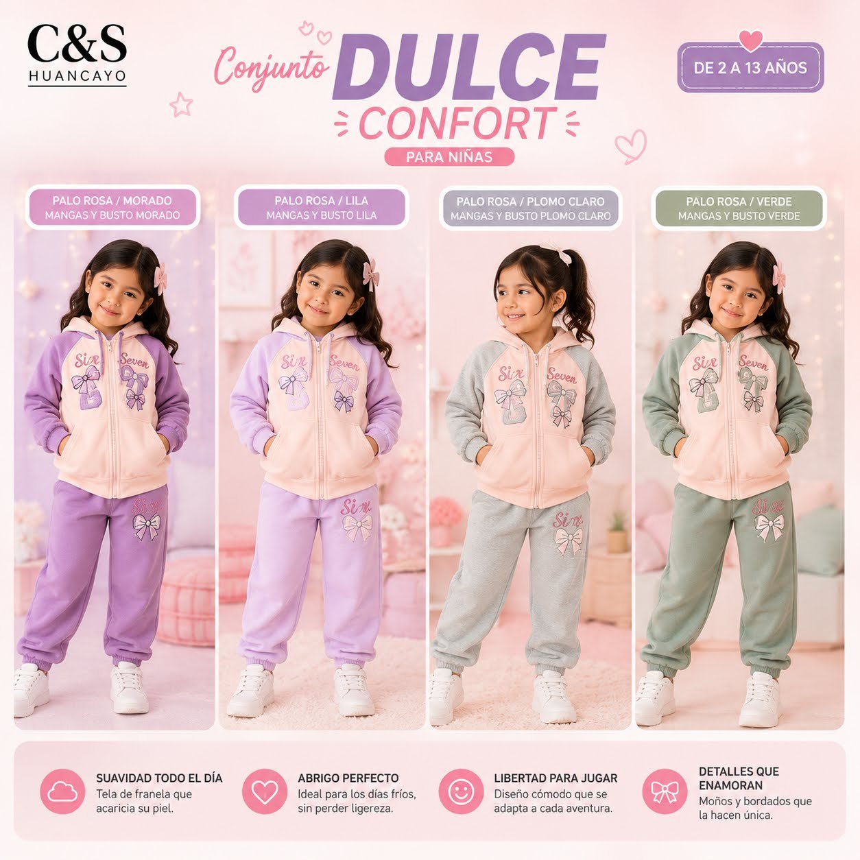 Conjunto de Buzo Dulce con Capucha para Niña - Imagen 2