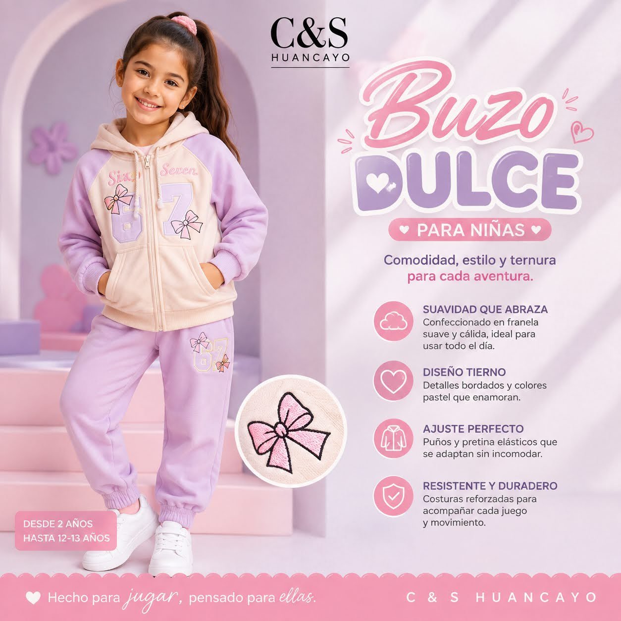 Conjunto de Buzo Dulce con Capucha para Niña