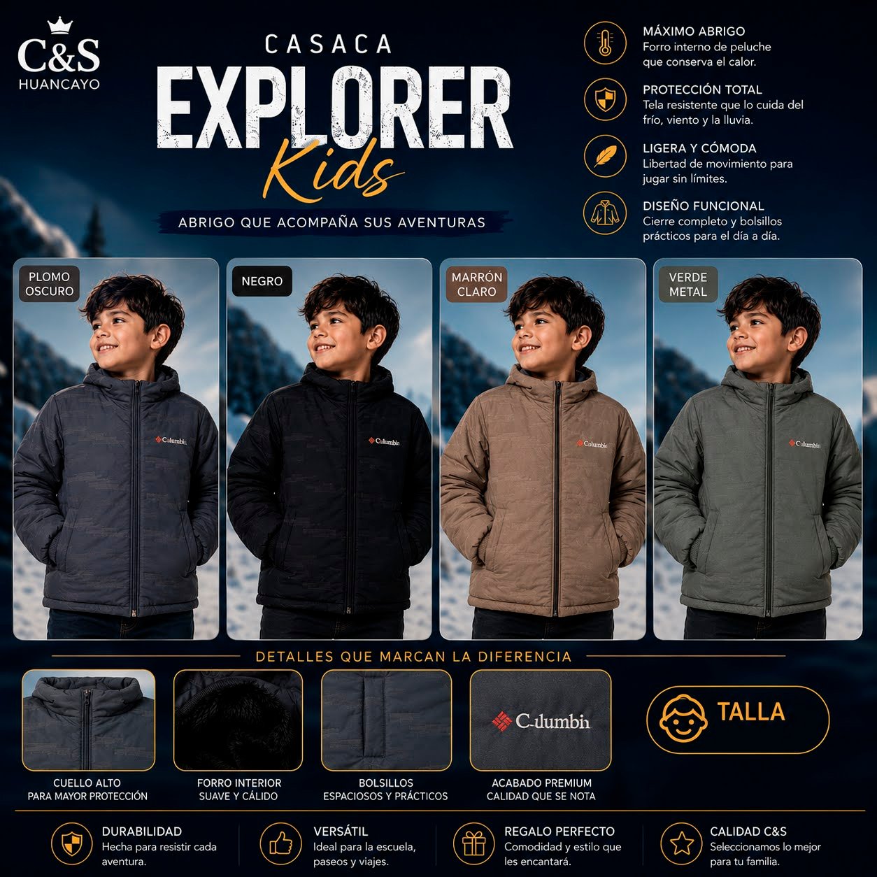 Casaca Explorer Kids Abrigadora con Forro de Peluche para Niño - Imagen 2