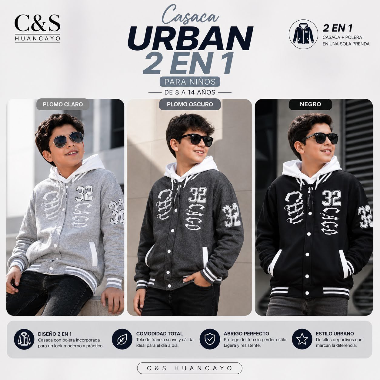 Casaca 2 en 1 con Polera Urban para Niño - Imagen 2