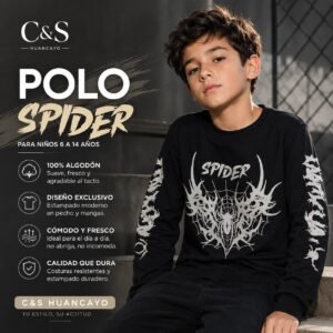 Polo Manga Larga Spider para Niño