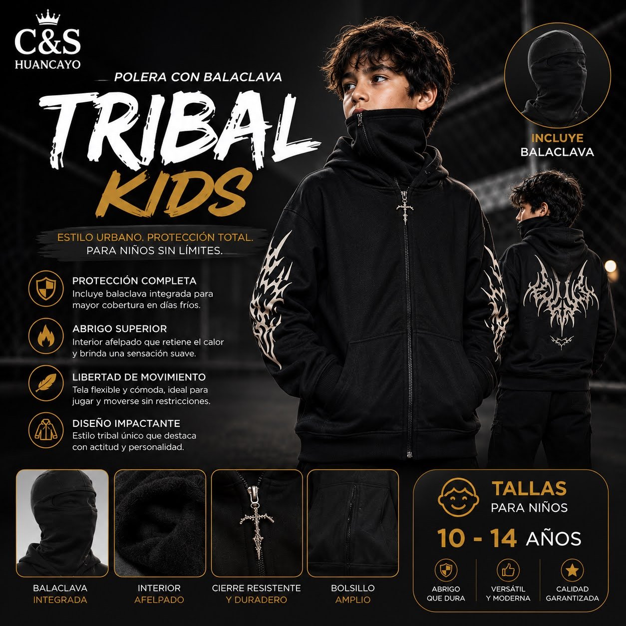 Polera Tribal con Balaclava para Niño
