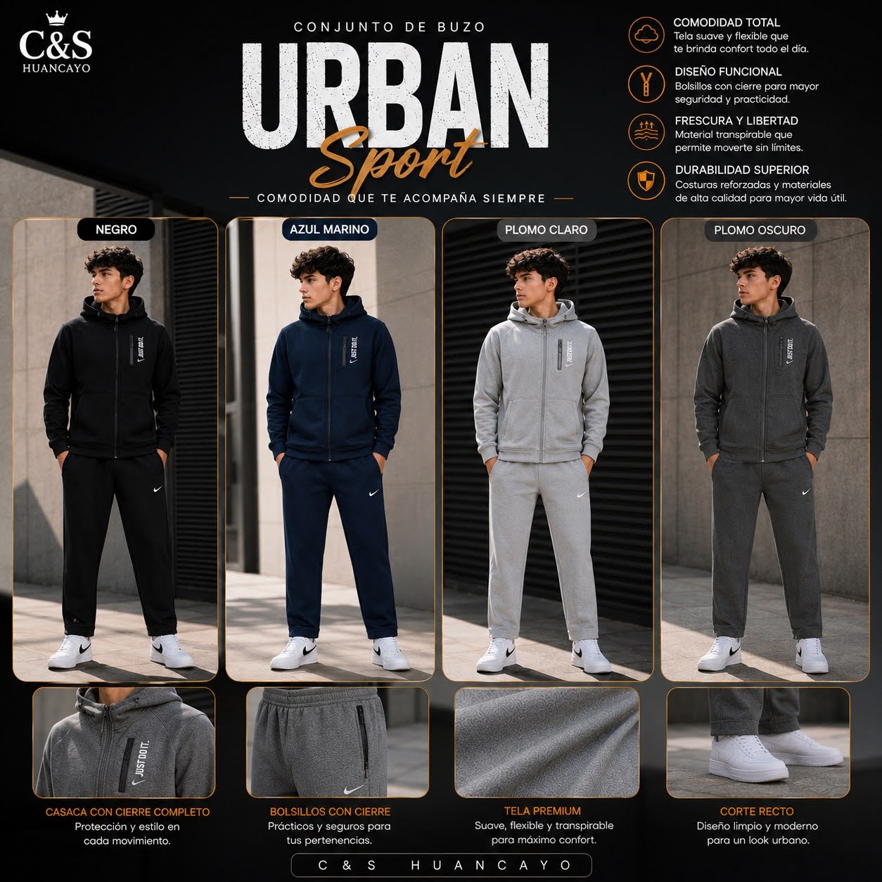 Conjunto de Buzo Urban Sport para Hombre con Pantalón Corte Recto - Imagen 2