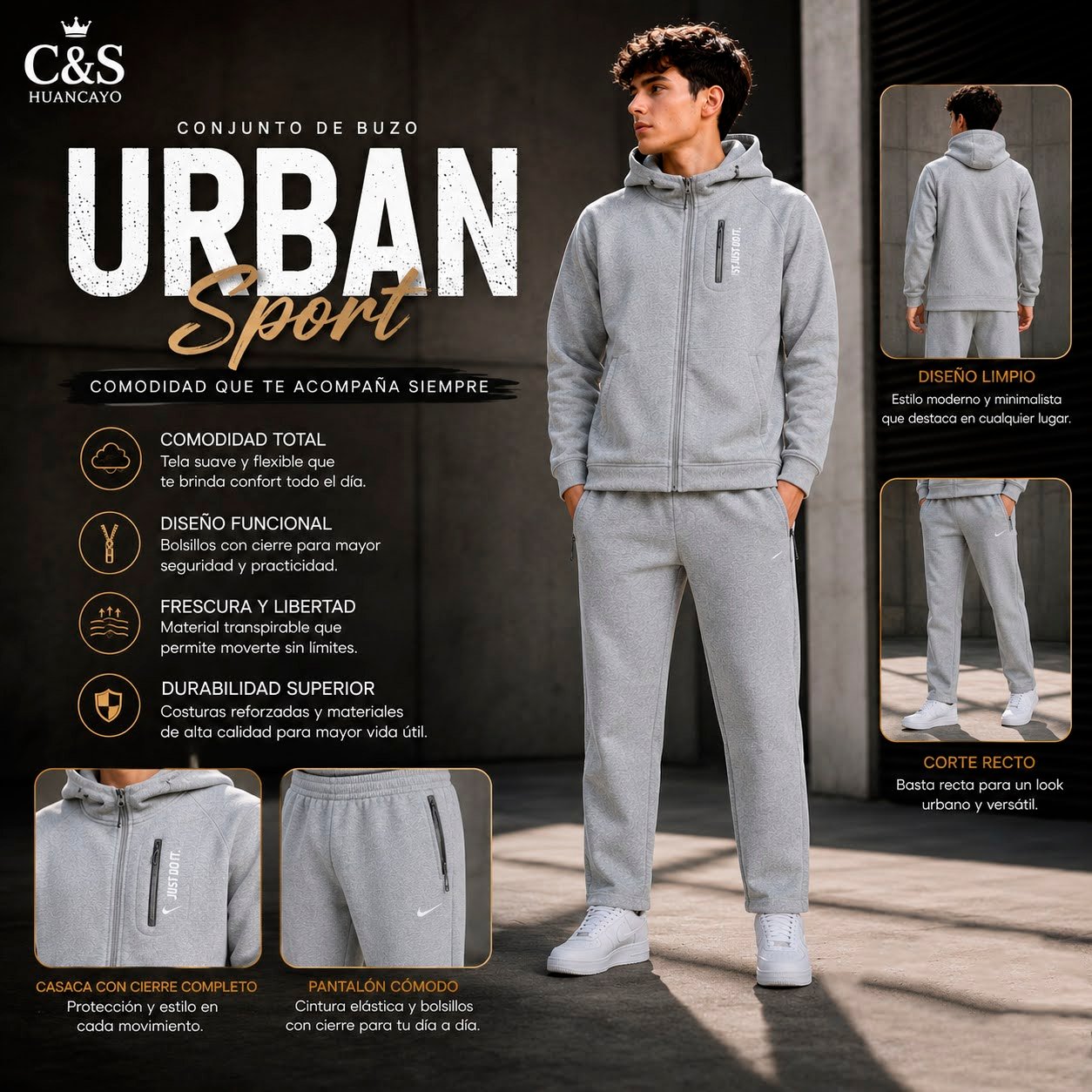 Conjunto de Buzo Urban Sport para Hombre con Pantalón Corte Recto