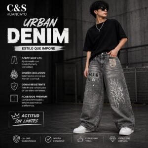 Pantalón Jean Wide Leg Urbano para Varón