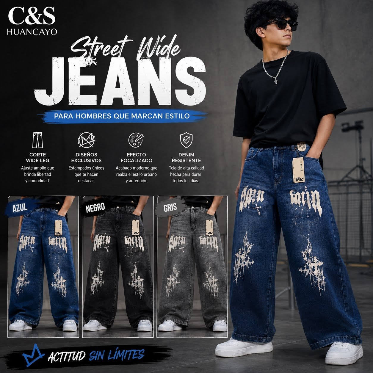 Pantalón Jean Wide Leg Street para Varón - Imagen 2