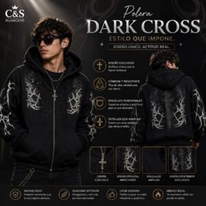 Polera Urbana con Capucha y Cierre para Varón Dark Cross