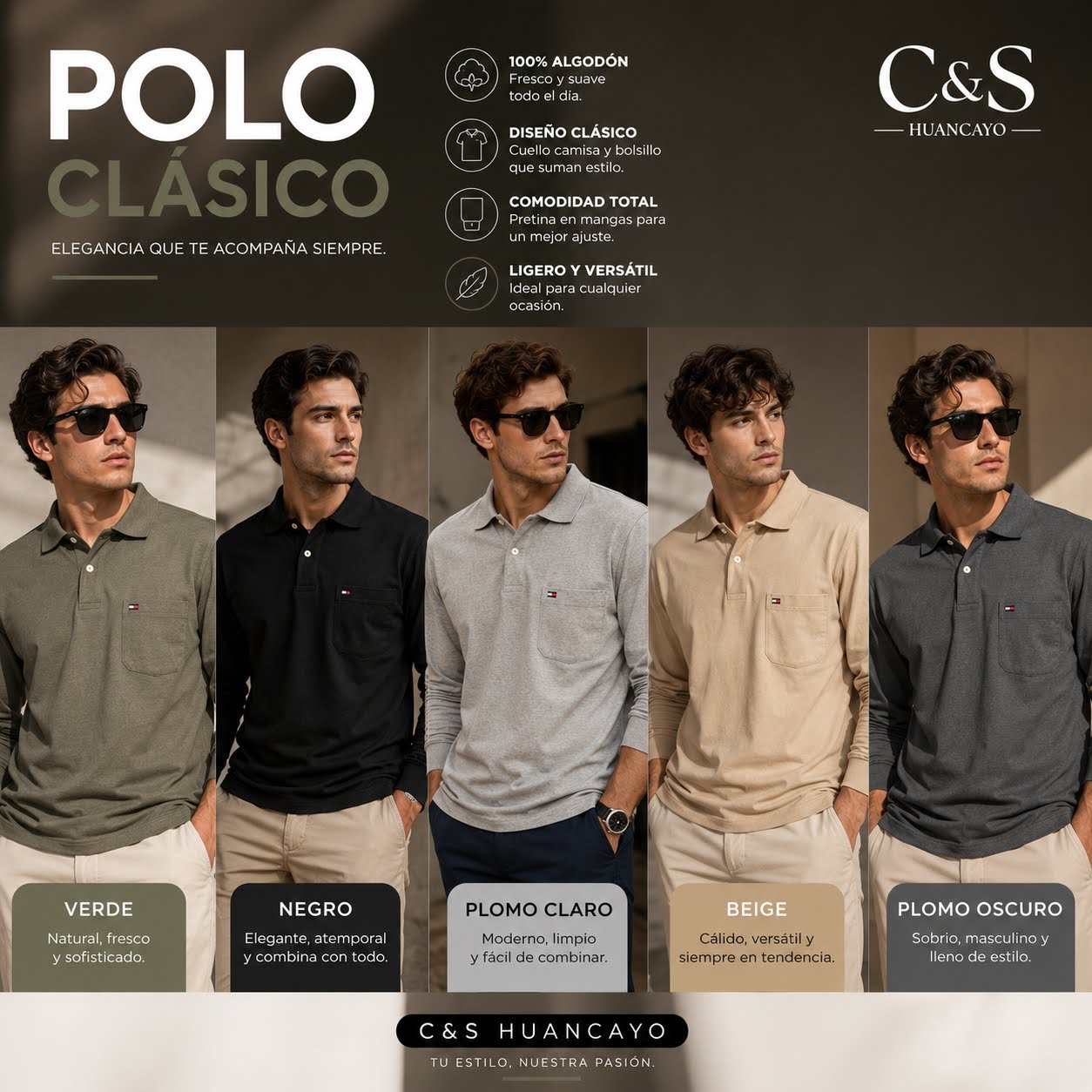 Polo Heritage para Hombre Cuello Camisa Manga Larga - Imagen 2