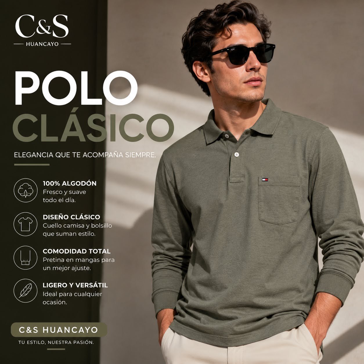 Polo Heritage para Hombre Cuello Camisa Manga Larga