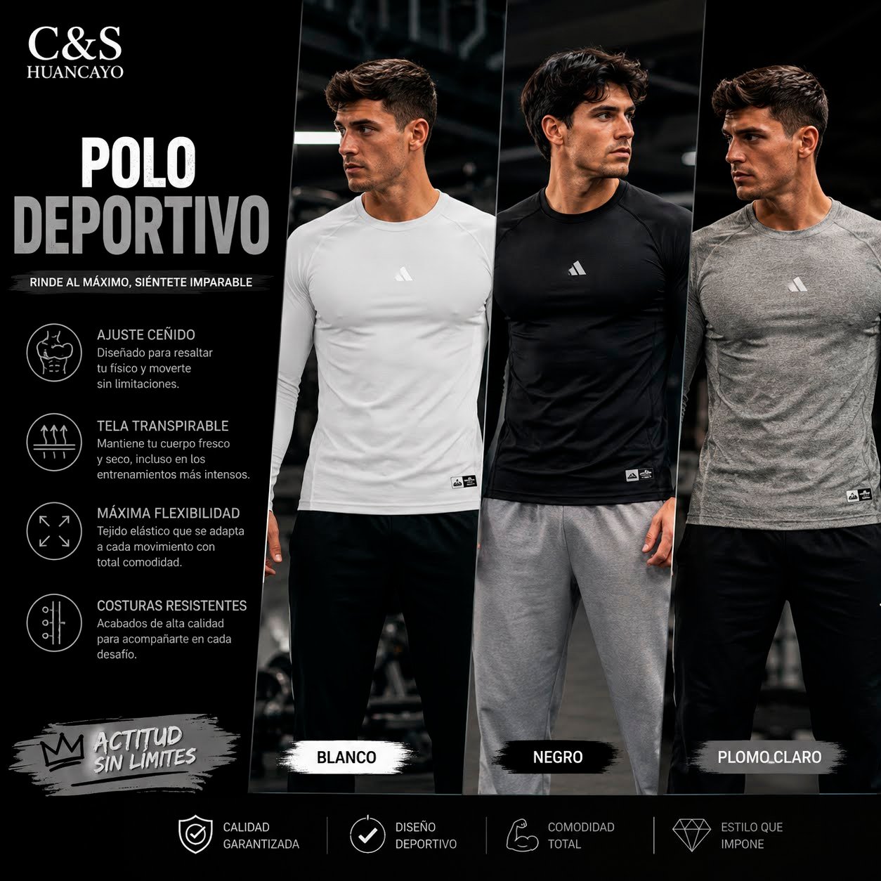 Polo Performance para Hombre Manga Larga Deportivo - Imagen 2