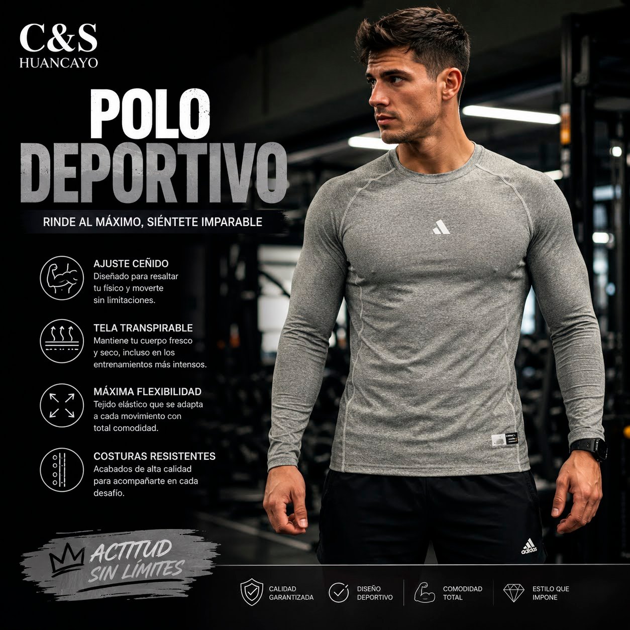 Polo Performance para Hombre Manga Larga Deportivo