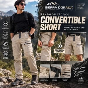 Pantalón Táctico Convertible a Short para Varón – Sierra Dorada® con Correa Incluida