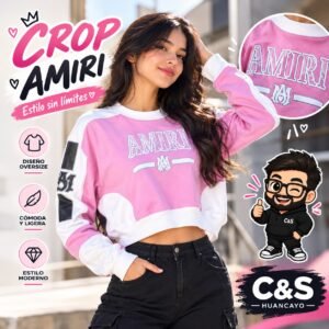 Polera Amiri Crop para Mujer de Franela Oversize