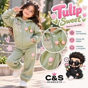 Pantalón Jean Denim Dreams para Niña – Bordado Floral y Corte Ancho