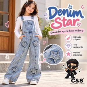 Overall Denim Star para Niña – Jardinera Jean con Estrellas