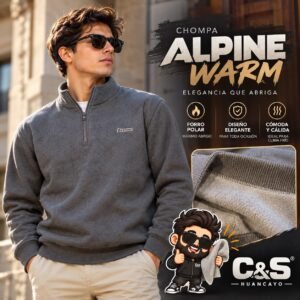Chompa Alpine Warm para Hombre con Forro Polar y Cierre Medio